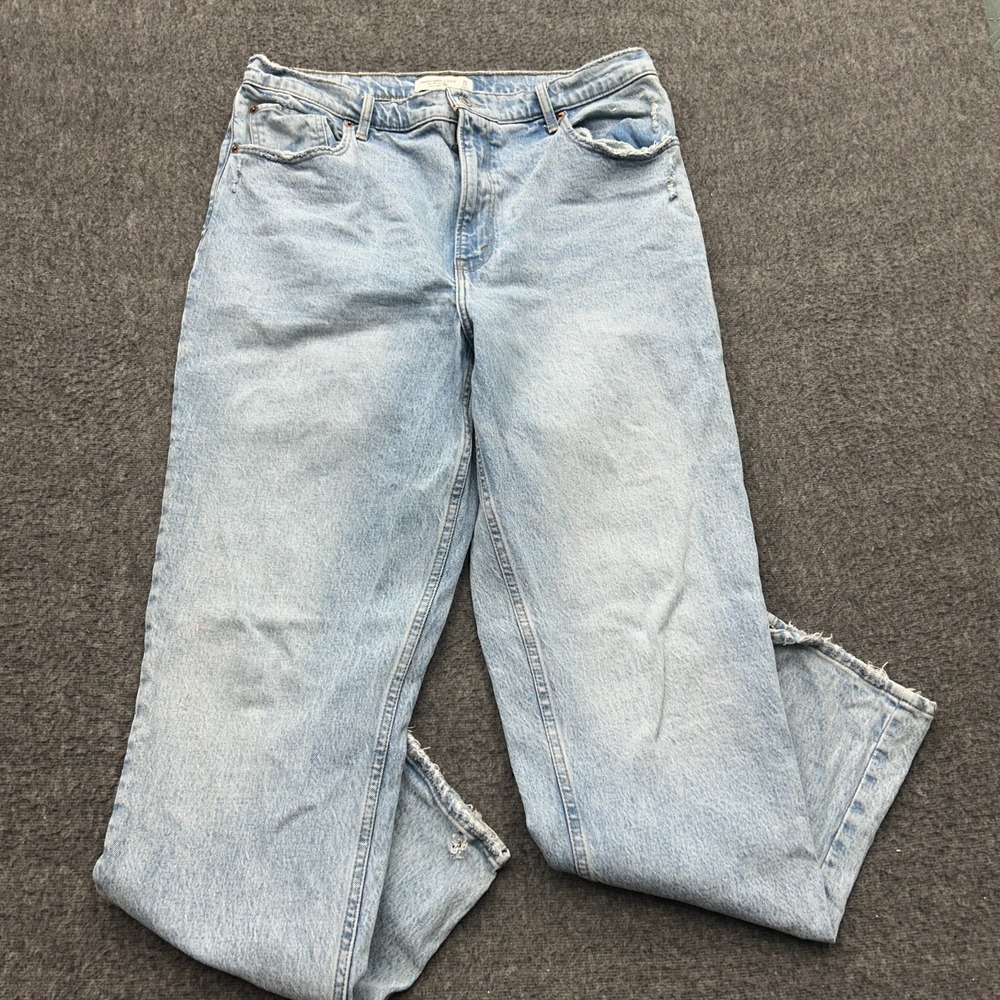 Abercrombie & Fitch 90s Straight Jeans Womens 32/14L Blue Ultra High‎ Rise Denim